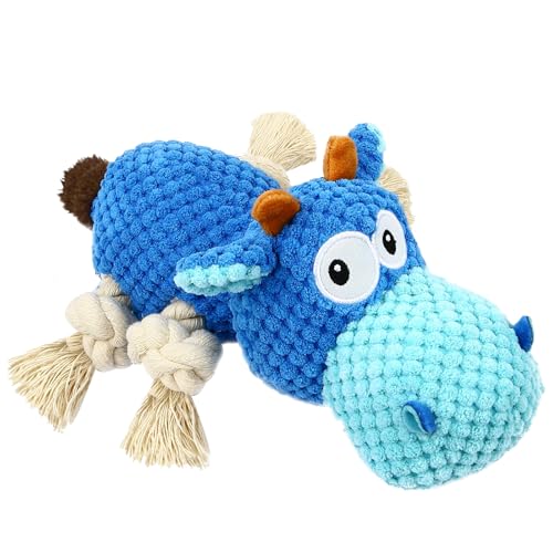 poraceous Ippopotamo Blu Giochi per Cani, Giochi con Squeak per Cani, Giocattoli per Cuccioli da Mastica, Peluche per Dog Indistruttibile, Resistenti Peluche per Dog Piccola e Media