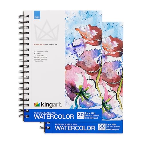 Bloc aquarelle KingArt 7x10 avec spirale latérale lot de 2