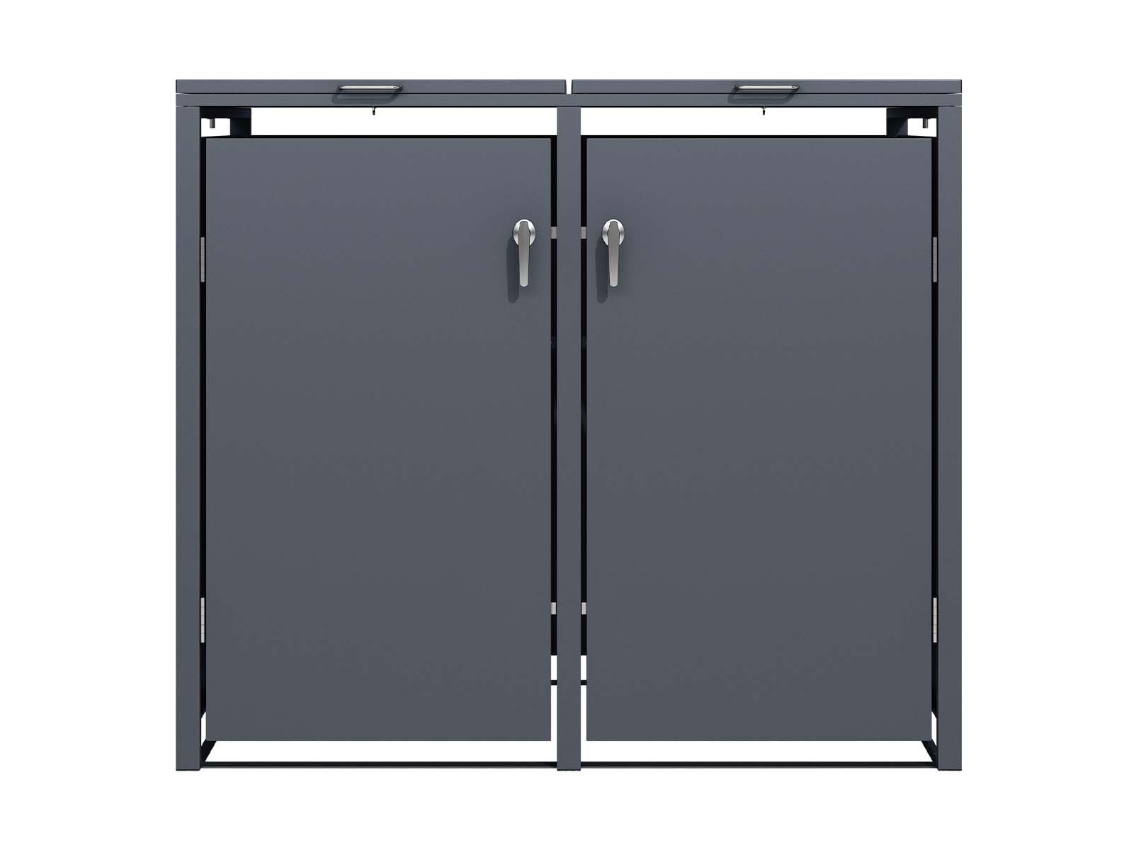 SCHARTEC® Mülltonnenbox 2er in anthrazit Einhandbedienung & erweiterbar 240l Mülltonnenverkleidung Mülltonnen Sichtschutz Unterstand