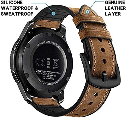 Image of 20mm Smart Watch Strap Hybrid Leather Silicone for Samsung Galaxy Watch 4 40mm 44mm /4 Classic Strap 46mm 42mm,Galaxy Watch 5 /5 Pro Strap & Other 20mm Width Watches - Brown