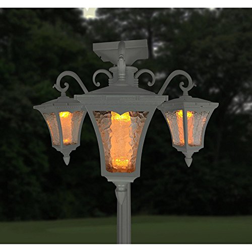Sun-Ray 312011 Vittoria 3-Head Solar LED Lamp Post and Planter, Dual Amber/White Light Switch, 7ft, White, Batteries Included - Thumbnail 5