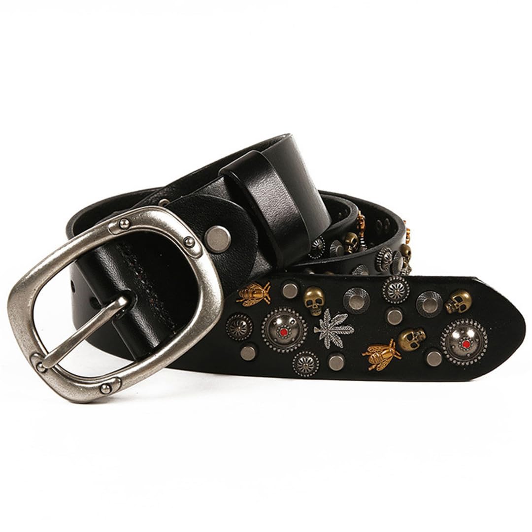Suwequest Modischer Unisex-Nietengürtel, Leder, Persönlichkeitsgürtel