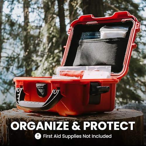 Image of NANUK 904 Waterproof First Aid Box Empty with Lid Organizer & Dividers - Durable Medical First Aid Organizer Case, IP67-Rated, Dustproof, Impact-Resistant, Floats (10.2 inch x 7.9 inch x 4.5 inch) - Red