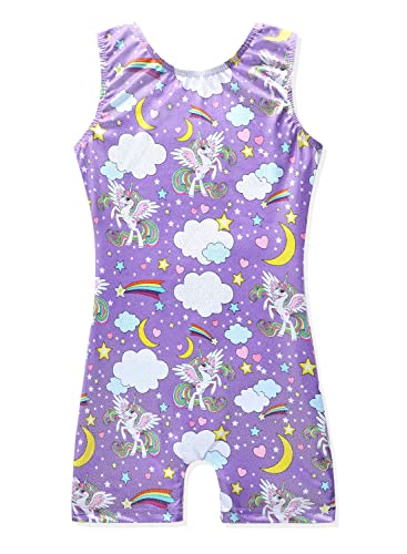 Leotards for Girls Gymnastics Toddler Dance Biketards Mermaid Unicorn Athletic Dance Wear Shiny Rainbow Blue Hotpink