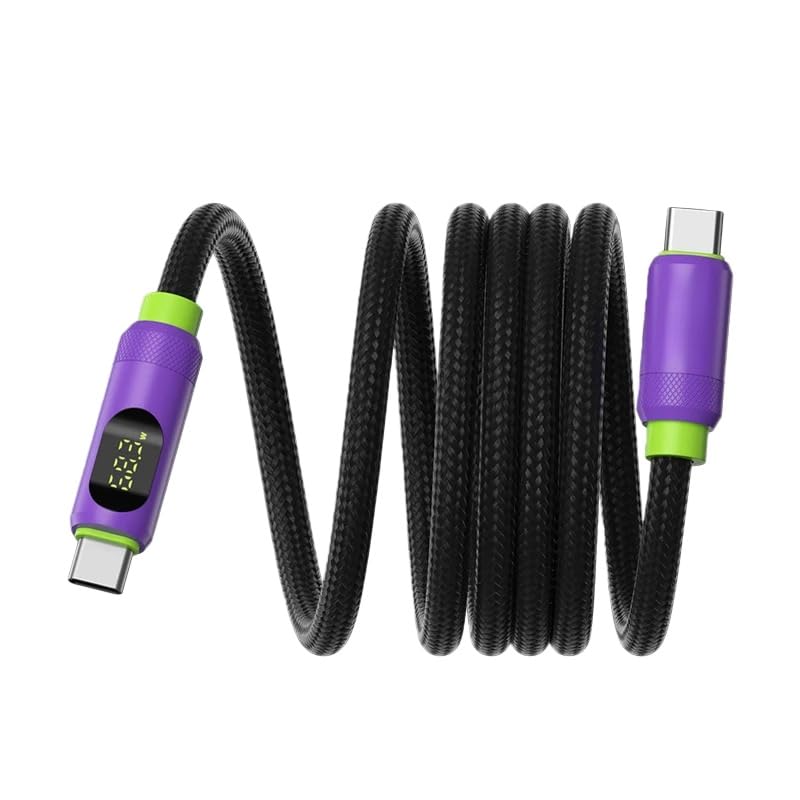 Cavo da USB C a USB C con display L*/ED Char/*ger Tipo di cavo/C PD 240 W Ricarica rapida*/ing cavo (viola, 2 m)