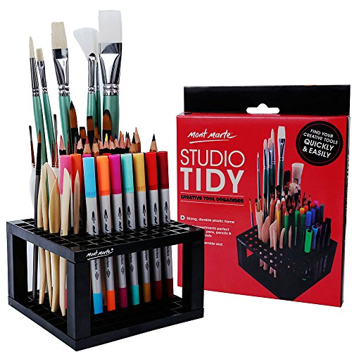 Mont Marte 96 Hole Plastic Pencil & Brush Holder For Paint Brushes, Pencils, Markers, Pens And Modeling Tools. Provides Excellent Art Studio Organization. #TOP21