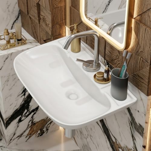 Image of Wall Mounted Wash Basin for Bathroom /Wall Hung Wash Basin /Ceramic Sink (43x31x14.5cm).