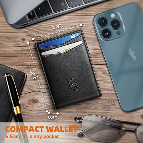 Kemisant Mens Wallet, Slim Front Pocket Wallet Genuine Leather 11 Cards Rfid Blocking #TOP4