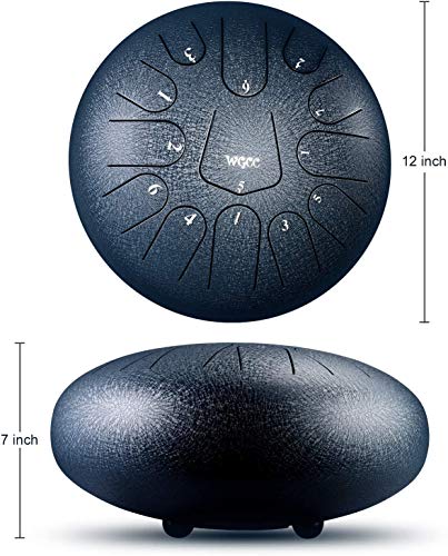 Steel Tongue Drum, 13 Notes 12 inches Hand Tongue Drum Percussion Instrument Lotus Pan Drum with Drum Mallets Carry Bag - Thumbnail 2