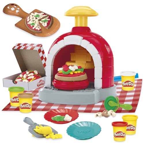 Play-Doh Stamp & Spin Pizza Playset 8 Accessories & 5 Colors Kids Play Food & Cooking Toys Ages 3+