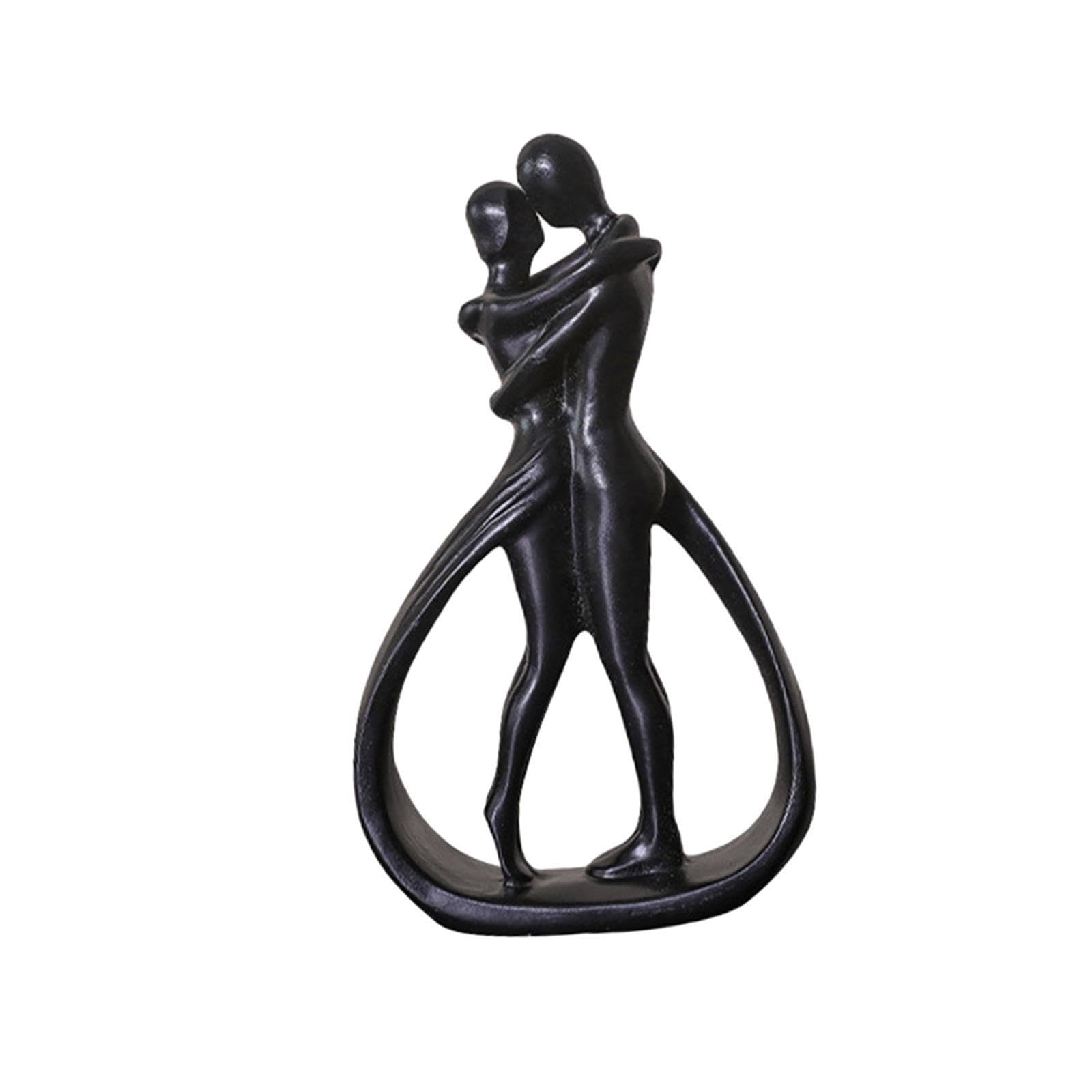 TWISAXC Modern Lovers Statue Sculpture Resin Abstract Couple Decor Delicate Art Sculpture For Bookshelf Fine Workmanship And Vivid Details Romantic Lovers, Black
