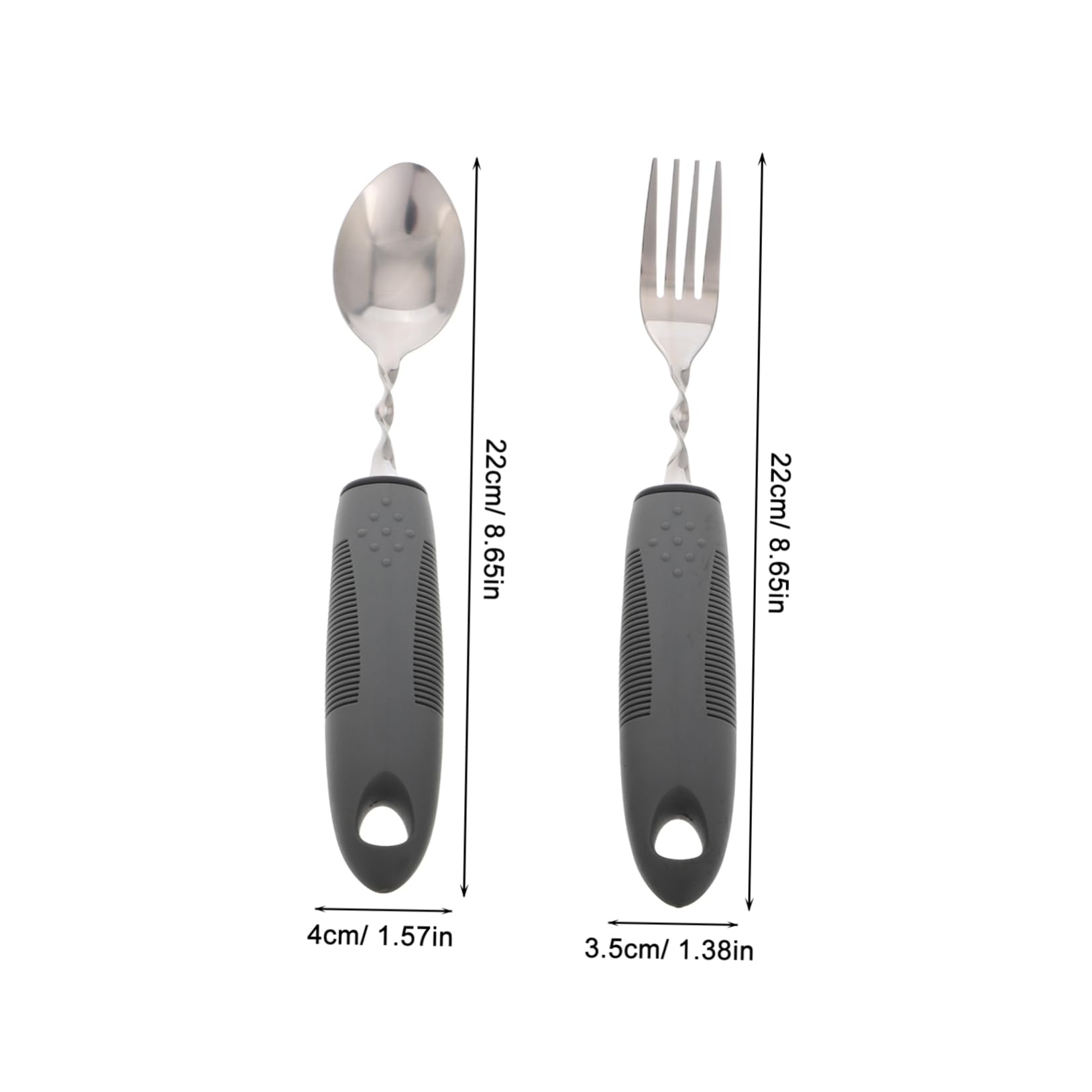 KOCKSHION Adaptive Eating Utensils Set Stainless Steel Curved Fork and Spoon with Grip Handle for Elderly and Disabled Adaptive Feeding Equipment for Enhanced Dining