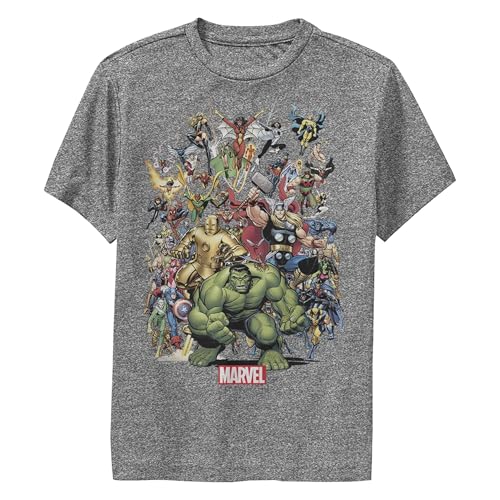 T-Shirt Marvel finition premium col rond gris anthracite chiné XL