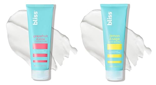 Bliss Body Butters Duo - Crema corporal de limón y salvia y pomelo y aloe, crema de máxima humedad, loción de 6.7 onzas líquidas para piel seca,
