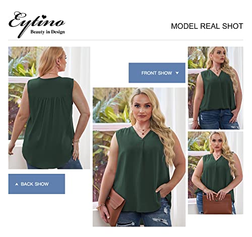 Image of Eytino Womens Plus Size Tank Tops Summer Sleeveless V Neck Casual Loose Chiffon Blouse Office Work Shirts(1X-5X)