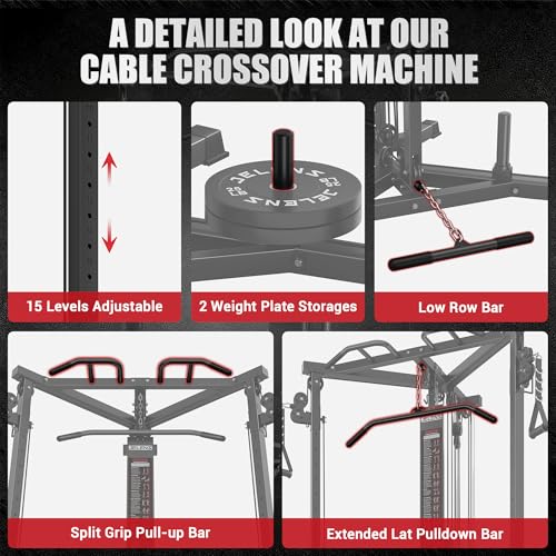 Image of CC01 Cable Crossover Machine with High and Low Pulley System, Functional Trainer with Pull Up Bars and Optional Bundle, Cable Machine for Home Gym Power Workout