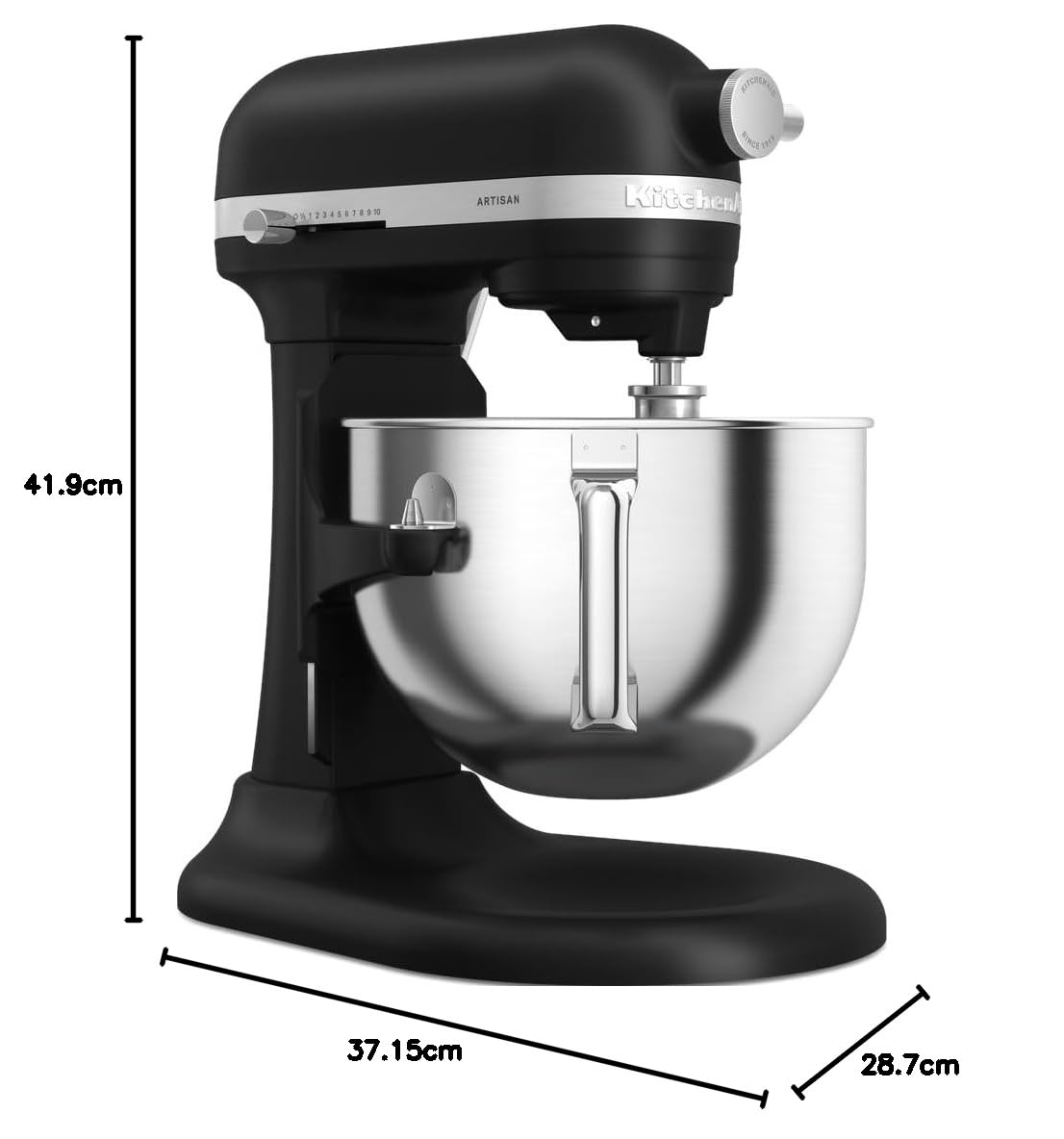 KitchenAid Robot cukierniczy – rzemieślnik – wielofunkcyjny robot kuchenny z podnoszoną miską, z 4 akcesoriami i miską ze stali nierdzewnej 5,6 l, lukrecja czarna