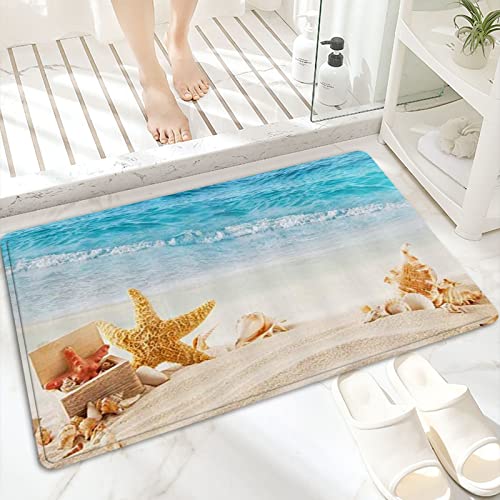 Tappeto da Bagno in Microfibra, Tappetino da Bagno Antiscivolo,Conchiglie di stelle marine dell'oceano sulla s,Morbido, Facile da Pulire, Molto Assorbente per Bagno, Camera da letto, Interni 60x100 cm