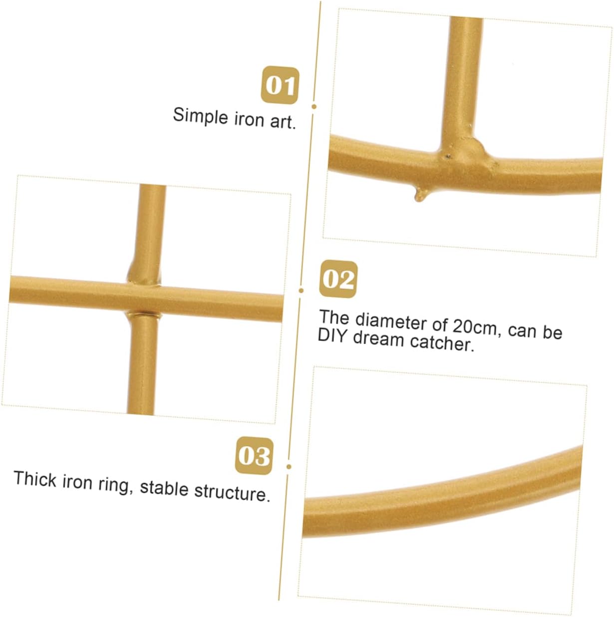 Gold DIY Dreamcatcher Rings 40cm Iron Wreath Circles for Girls for Craft