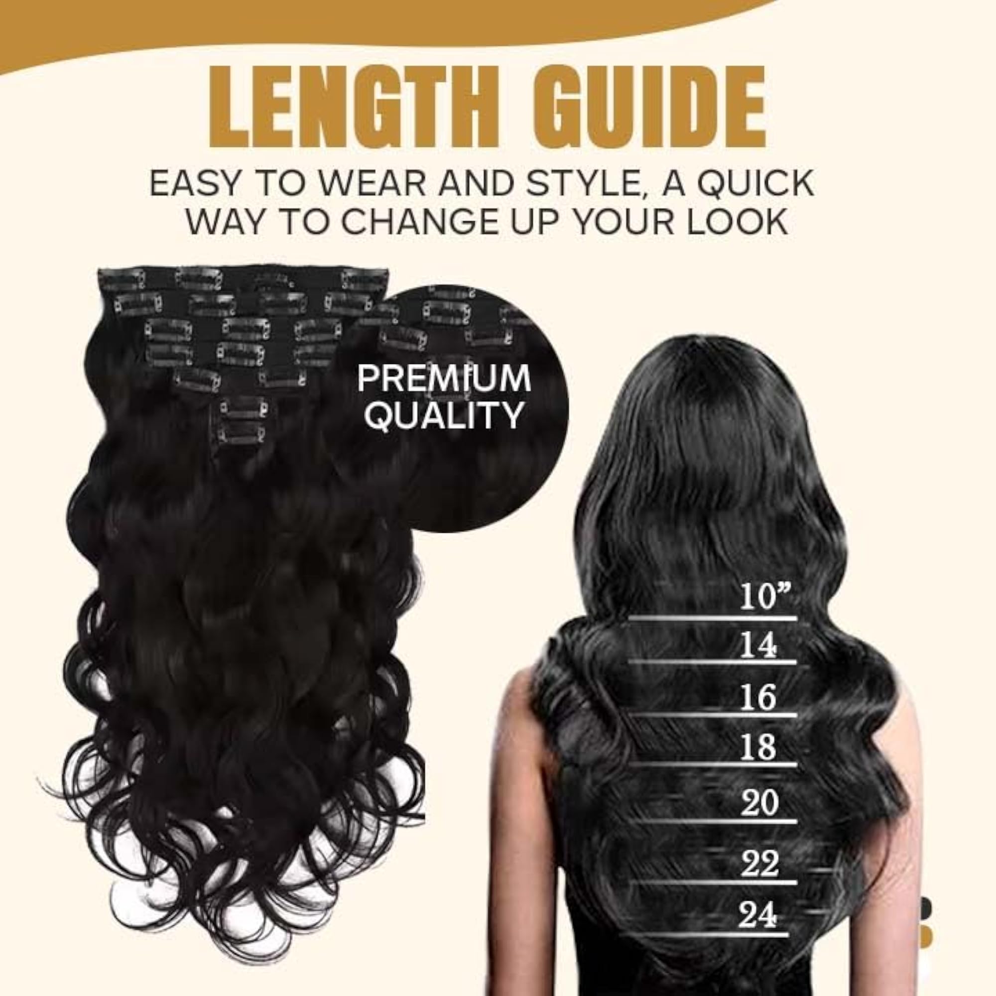 7 Pcs Long Curly Black Hair Extensions for Women, Volume Boost