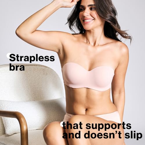 Image of NYKD NYB027 Cotton Padded Wired Multiway Strapless Bra Anti Slip Seamless Bonded Neckline Detachable Straps (Plus