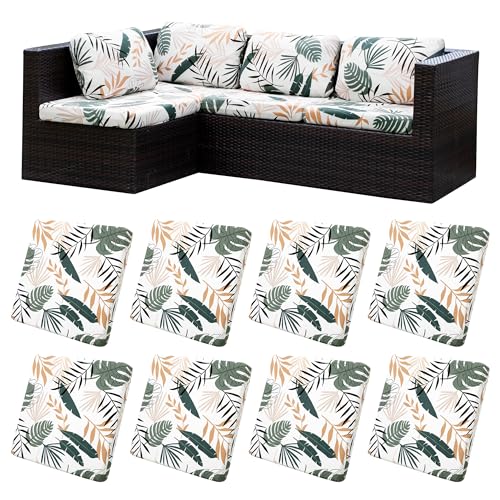 Image of 8Pcs Stretch Patio Cushion Covers,Outdoor Couch Covers Replacement,Outdoor Couch & Sofa Slipcovers,for Patio Furniture Cushion Covers,Washable Reusable Furniture Protector(coconut trees,Cover Only)