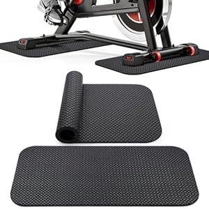 TOBWOLF 2PCS Non-Slip Treadmill Mat, 25″x12″ Exercise Bike Mat for Floor Protector, Noise Reduction Peloton Bike Mats for Under Stationary Bikes, Spin Bike home gym Fitness