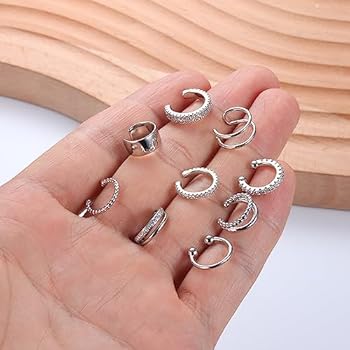 LAURITAMI Nep Piercing Ear Cuff Fake Helix kraakbeen oorbellen non-piercing earcuffs oormanchet oorbellen clip on sieraden goud zilver voor mannen en vrouwen, Roestvrij staal
