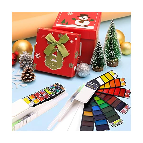 Dyvicl Watercolor Paint Set, 42 Assorted Colors Foldable Paint Set with