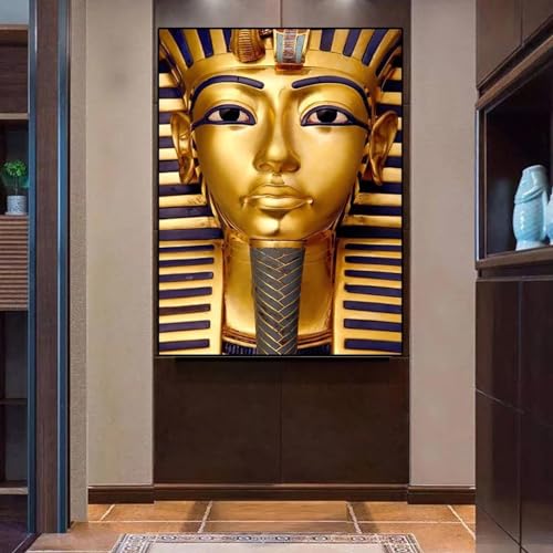 Affiche dorée de pharaon égyptien LSYALUCK 70x98cm avec cadre noir pour salon