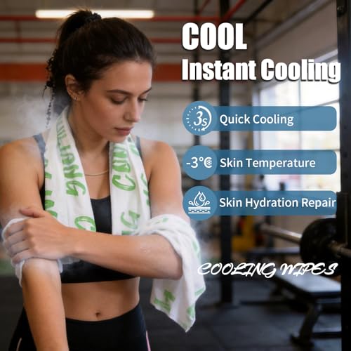 Image of 10 Pack Cooling Body Wipes, Alcohol-Free Cooling Towelettes Cooling Towel Alternative for Outdoor Sports, Camping, Hiking, Workout & Hot Weather(Green)