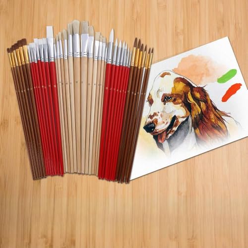 38Pcs Set di pennelli Set di pennelli per Paintbrush Include Taklon/Setole/Spazzole per Capelli per Olio Acrilico Gouaches Acquerelli Articoli per la Pittura