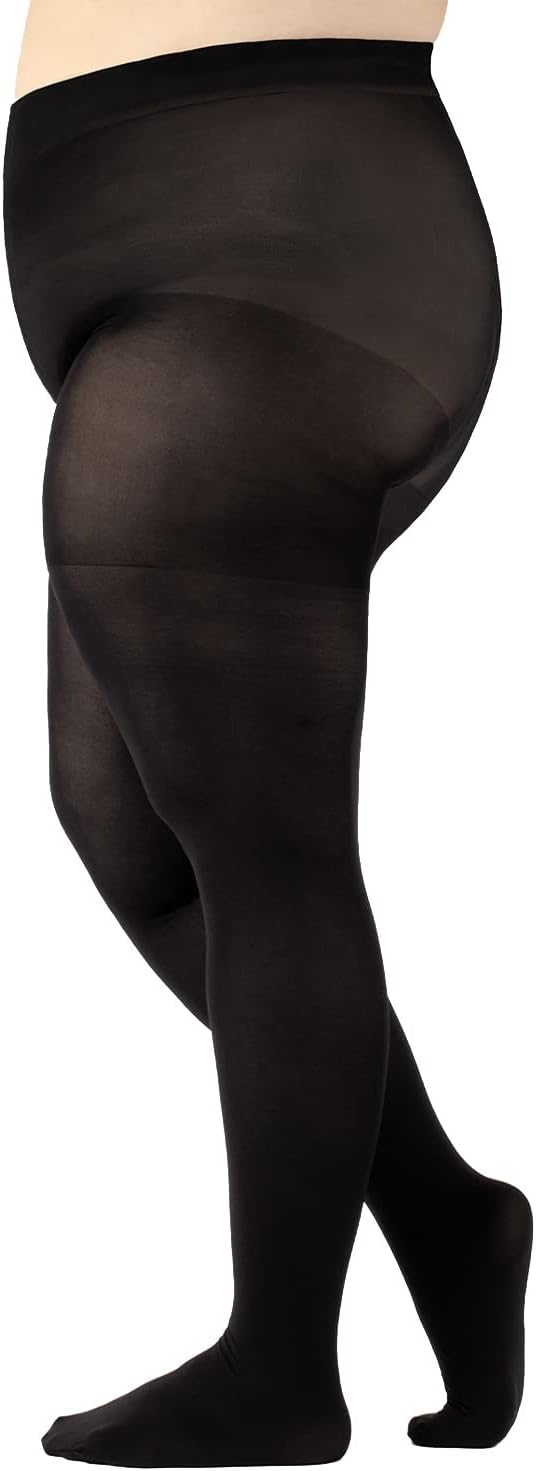 CALZITALYPlus Size Opaque Tights, Curvy Extra Large Pantyhose, 60 DEN, L, XL, 2XL, 3XL, 4XL, Blue, Black, Made in ItalyOEKO-TEX STANDARD 100