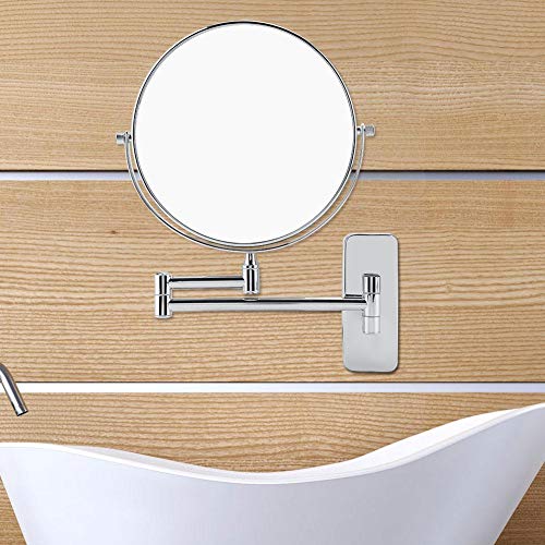 lyrlody Wall Mounted Mirror, 7.87inch 10x Magnification Foldable Bathroom Shaving Mirror 360 Degree Rotatable Double Side Round Vanity Swivel Mirror Cosmetic Makeup Mirror for Home Bathroom Sliver