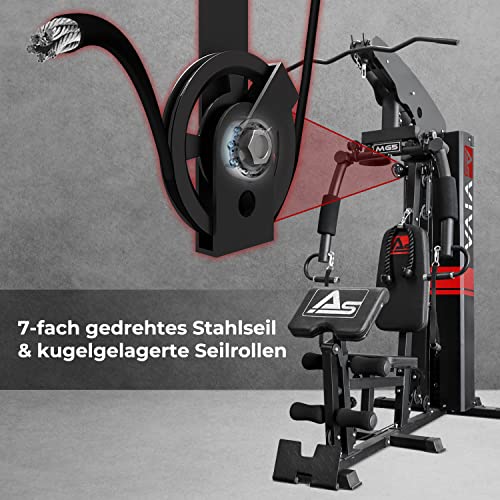 AsVIVA Kraftstation MG5 40in1 für Zuhause | Hochwertige Fitnessstation mit Seilzug | Multigym mit Butterfly Latzug… – Bild 4