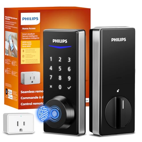 Philips Fingerprint Smart Lock, Keyless Entry Door Lock, Smart Door Locks for Front Door, Keypad Deadbolt, APP Control, 9-Month Long Battery Smart Lock Matte Black