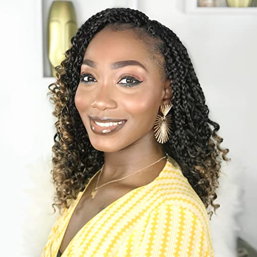 Fulcrum Goddess Box Braids Crochet Hair 12 Inch, 9 Packs Box Braids Crochet Hair for Women, Crochet Braids with Curly Ends (12Inch, T27)