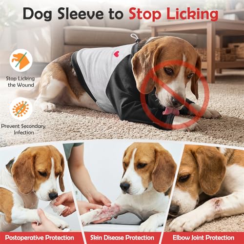Image of SlowTon Dog Recovery Suit, Dog Leg Sleeve to Stop Licking, Elbow Protector