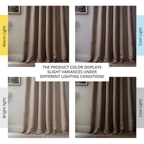 Image of HPD Half Price Drapes - Faux Linen Curtains for Living Room (1 Panel) - 50W X 84L - Textured Room Darkening Curtains for Bedroom 84 Inches Long - Drapes for Home Decor, Dark Gravel (Pack of 10)