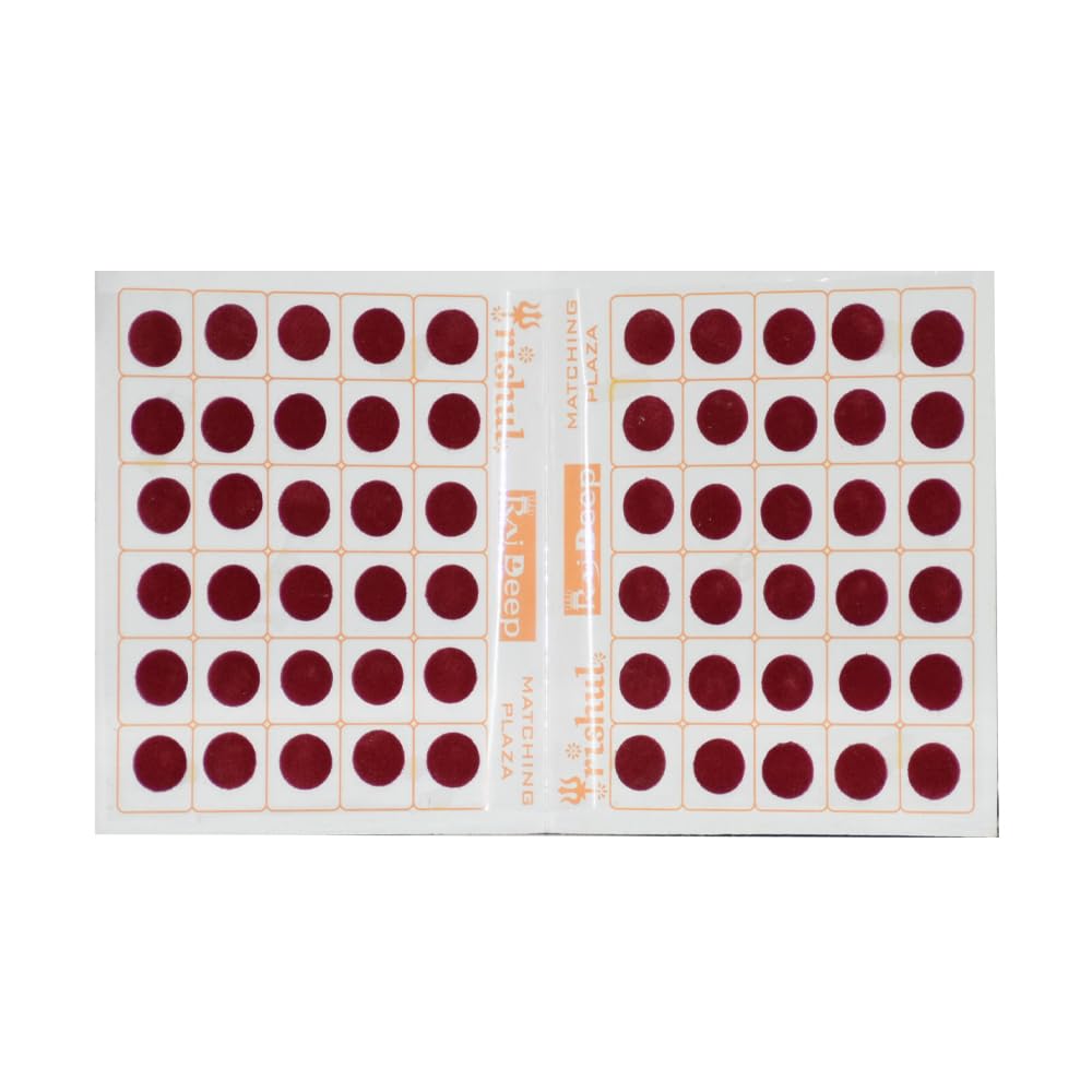 Trishul Simple Plain Round Multicolour Kumkum Sticker Bindiya Matching Plaza Bindi Spiral Bindi Booklet for Women Total 600 Bindis Pack of 10 (Maroon, 7)-image-41