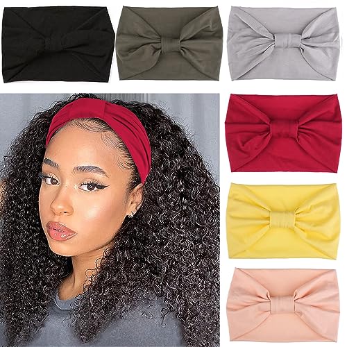 Xtrend 6 Packs Women's Headbands Non-Slip Fashion Headbands Women Fitness Yoga Outdoor Elastic Headbands Black Women Solid Color Hair Accessories (Black, Army Green, Grey, Red, Lemon Yellow, Skin Tone) #TOP30