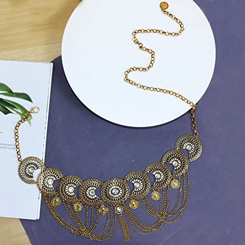 Retro Coin Tassels Pendant Belly Dance Body Chain Waist Chains Adjustable Gypsy Carving Beach Belt Body Jewelry Accessory For Women Girls #TOP4