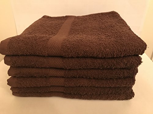 ITC 6 Pieces New Brown Bath Towel Dobby Border Ring Spun 100% Cotton 22x44 inch