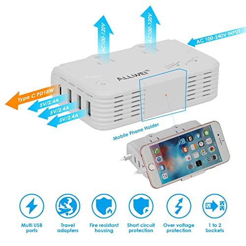 Allwei ALLW-HS260B International Travel Adapter 220V To 110V Power Voltage Converter thumb #3