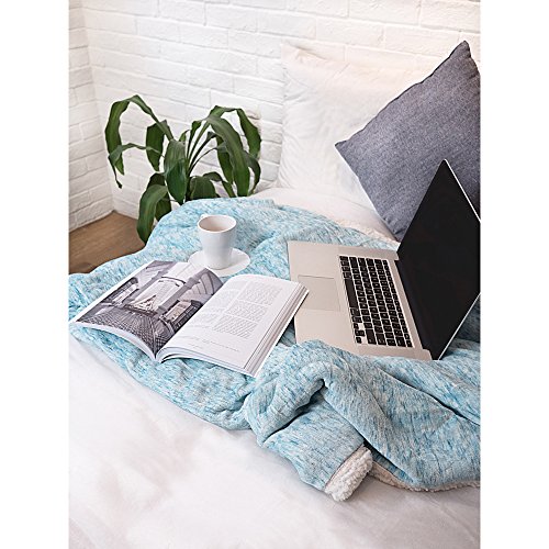 Pavilia Melange Sherpa Blanket Throw Sea Blue Turquoise | Soft, Fluffy, Microfiber Fleece Blanket For Couch Sofa | Warm Fuzzy Luxury Modern Plush Blanket,50X60 Inches #TOP6