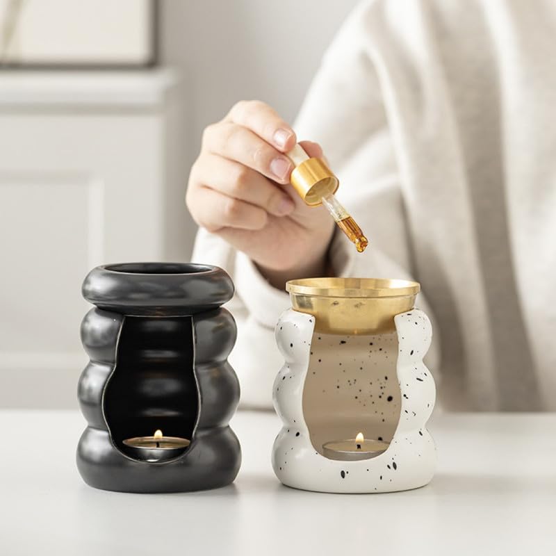 Difusor aromático eléctrico decorativo de cerámica blanco con oro miniatura 4