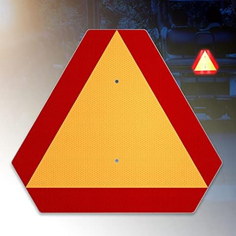 Ayifan Slow Moving Vehicle Sign Triangle Sign 14"x16" Aluminum Engineering Grade Reflective Up to 7 Years Outdoor for Golf Cart Tractor Farm Equipment Cover
