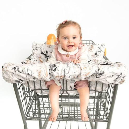 Image of Binxy Baby 2-in-1 Cushy High Chair and Shopping Cart Cover for Baby, Comfortable Universal Fit Cover, Includes Storage Pouch - Coming Up Roses