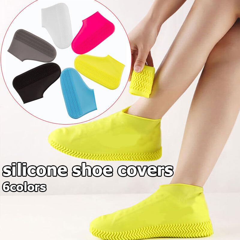 Boolavard Couvre-chaussures imperméables en silicone, couvre-chaussures réutilisables améliorés, bottes de pluie résistantes, protection antidérapante et lavable pour femmes et hommes