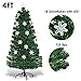 Goplus 4ft Fiber Optic Artificial Christmas Tree, Pre-Lit Xmas Tree with Colorful Snowflake LED Lights, 125 Branch Tips, Foldable Metal Base, for Holiday, Office, Home Decor